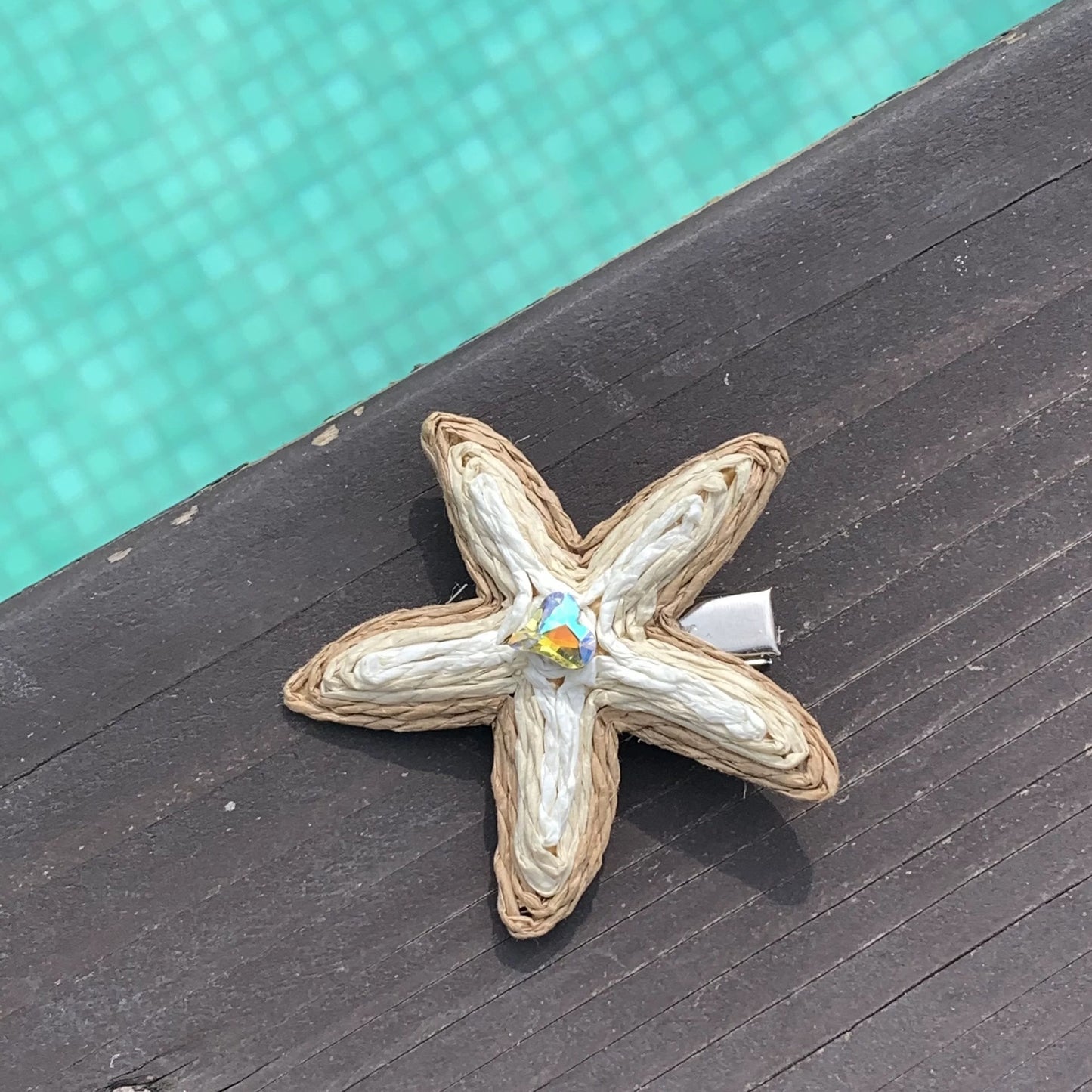 Avezano Colorful Dopamine Straw Starfish Hair Clip Beach Photo Prop