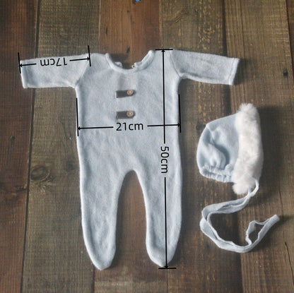 Avezano Faux Fur Newborn Hat And Romper Photography Prop