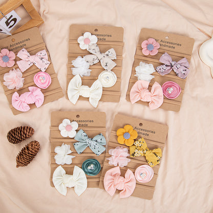 Avezano Newborn Floral Chiffon Elastic Headbands 5Pcs Photography Set