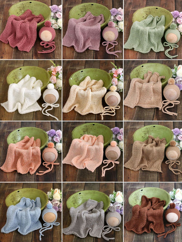 Avezano Baby Knitted Mohair Ball Cap with Padded Blanket