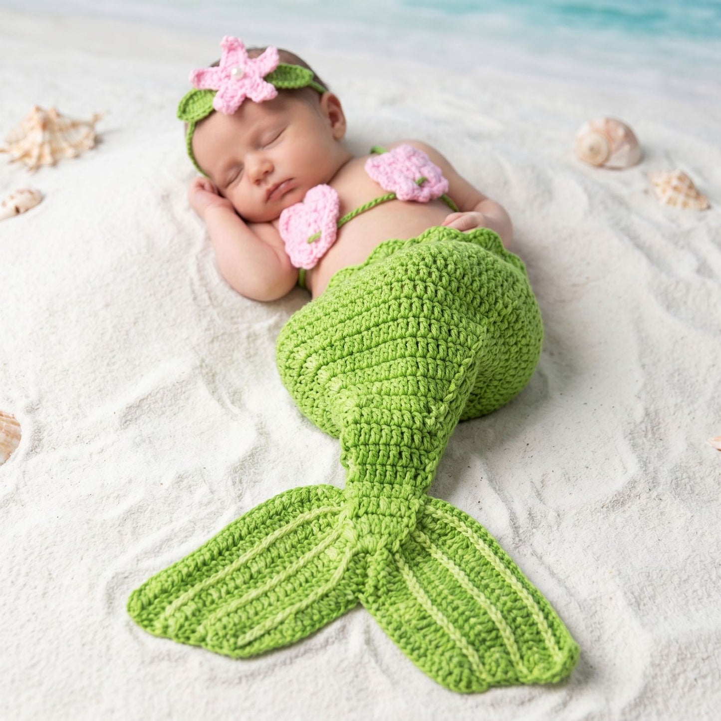 Avezano Hand Knit Newborn Mermaid Photography Costume