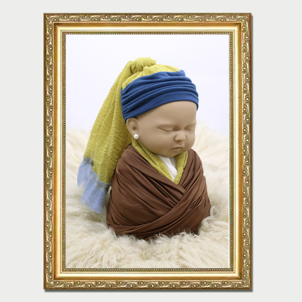 Avezano Color-Blocked Soft Headscarf for Newborn Photos