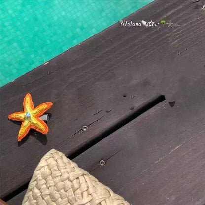 Avezano Colorful Dopamine Straw Starfish Hair Clip Beach Photo Prop