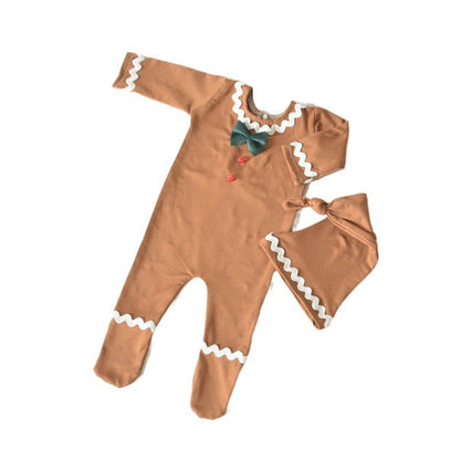 Avezano Newborn Photography Baby Christmas Gingerbread Man Clothing Set