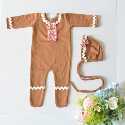 Avezano Newborn Photography Baby Christmas Gingerbread Man Clothing Set