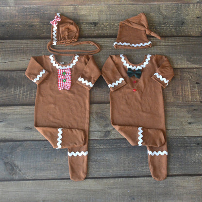 Avezano Newborn Photography Baby Christmas Gingerbread Man Clothing Set