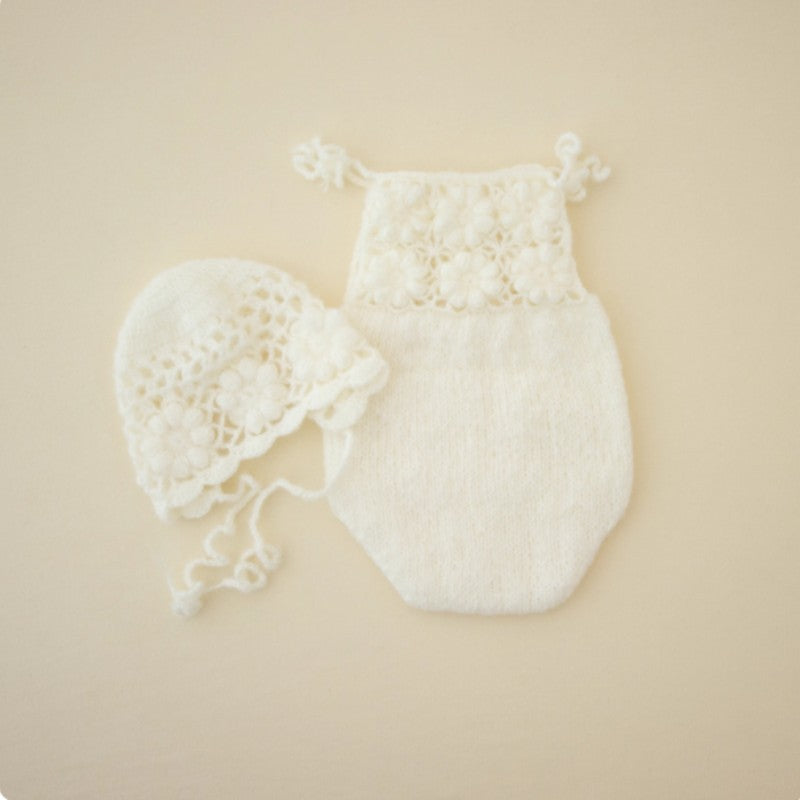Avezano Mohair Crochet Romper Set Photography Prop