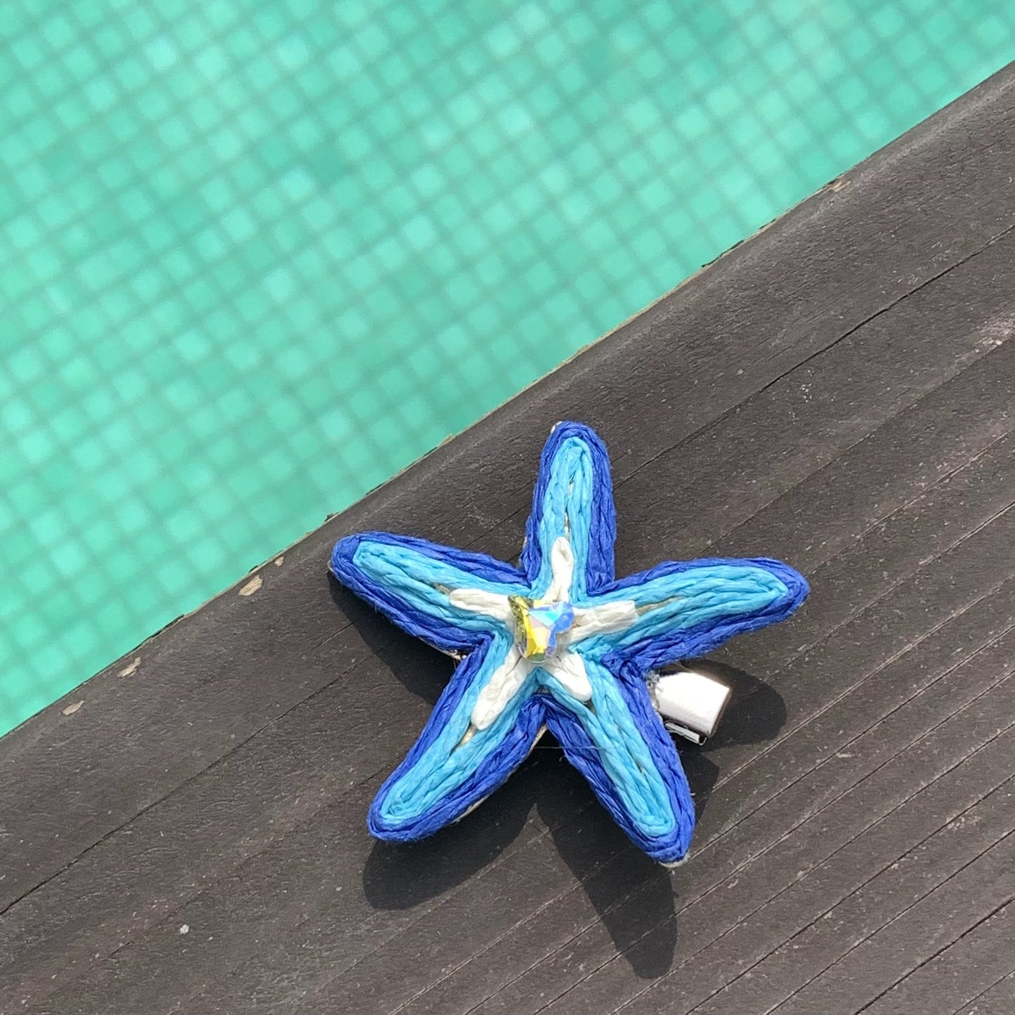 Avezano Colorful Dopamine Straw Starfish Hair Clip Beach Photo Prop