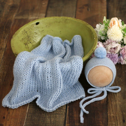 Avezano Baby Knitted Mohair Ball Cap with Padded Blanket