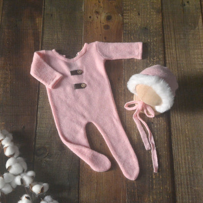 Avezano Faux Fur Newborn Hat And Romper Photography Prop