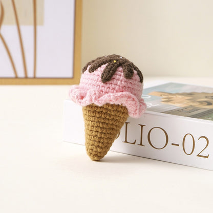 Avezano Handmade Knitted Ice Cream Doll Baby Baptism Hanging Gift