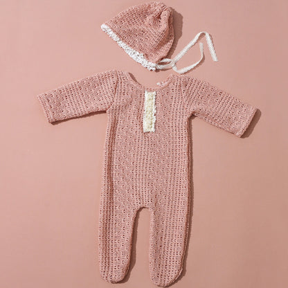 Avezano Knit Newborn Photo Outfit with Hat Photo Prop Set