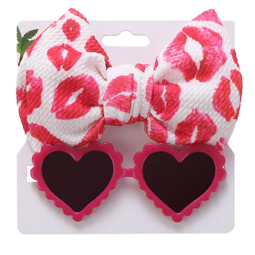 Avezano Kids Heart Sunglasses Bow Headband Set