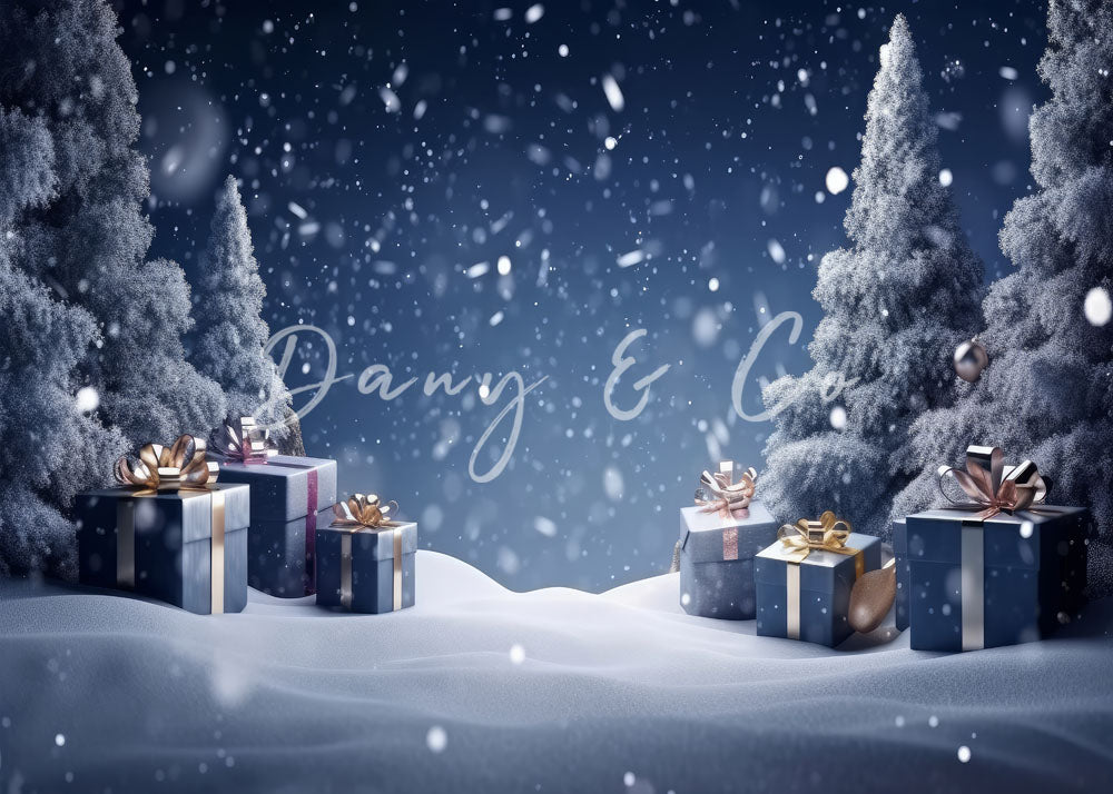 VIP Avezano Snowy Winter Gift Box Forest Photography Backdrop Designed By Danyelle Pinnington