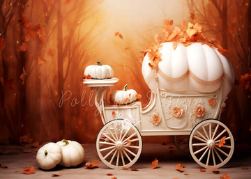 Avezano Autumn Maple Leaf Pumpkin Cart Photography Backdrop Designed By Polly Ro Design-AVEZANO