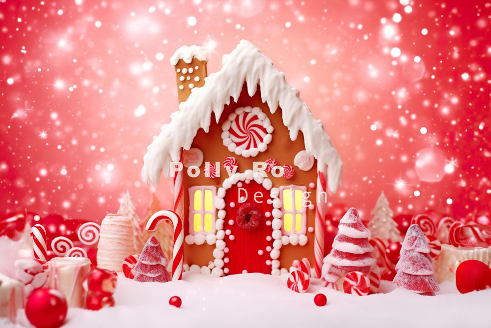 Avezano Christmas Candy Cookie House Photography Backdrop Designed By Polly Ro Design