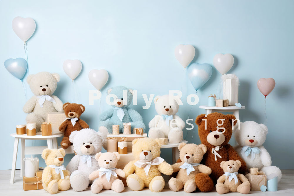 Avezano Bear Toy Gift 2 pcs Set Backdrop Designed By Polly Ro Design