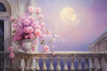 Avezano a Pot of Flowers Under the Moon Photography Backdrop Designed By Polly Ro Design