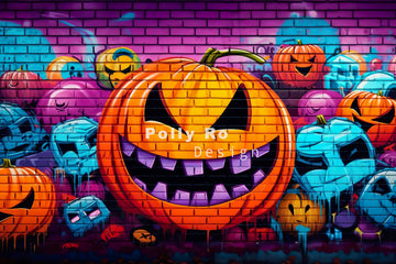 Avezano Halloween Pumpkin Painting Photography Backdrop Designed By Polly Ro Design