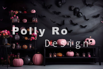 Avezano Black and Pink Halloween Photography Backdrop Designed By Polly Ro Design