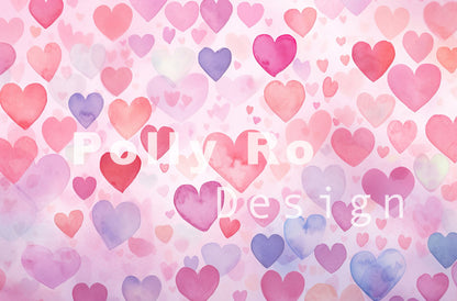 Avezano Valentine's Day Pink Love Bubbles Photography Backdrop Designed By Polly Ro Design