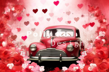 Avezano Valentine's Day Flowers Red Car Photography Backdrop Designed By Polly Ro Design