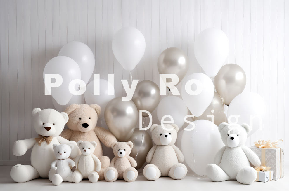 Avezano Balloons and Bear Toys 2pcs Set Backdrop Designed By Polly Ro Design