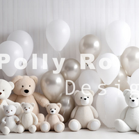 Avezano Balloons and Bear Toys 2pcs Set Backdrop Designed By Polly Ro Design