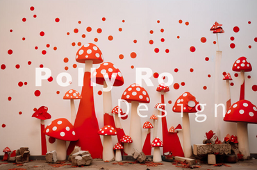 Ensemble de 2 toiles de fond Avezano Red Mushroom conçues par Polly Ro Design