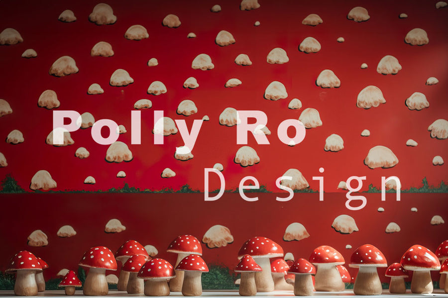 Avezano Red Mushroom Valentine's Day Theme Photography Backdrop Designed By Polly Ro Design