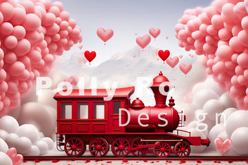 Avezano Valentine's Day Train Photography Backdrop Designed By Polly Ro Design