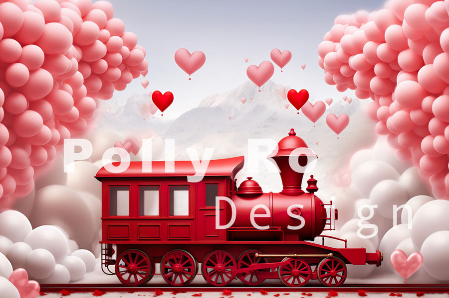 Avezano Valentine's Day Train 2 pcs Set Backdrop Designed By Polly Ro Design