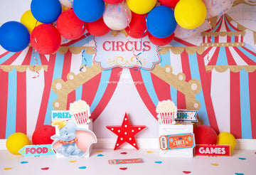 Avezano Circus Balloon Theme Backdrop for Photography By Paula Easton