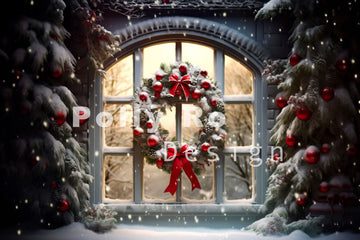 Avezano Christmas Bow Wreath Photography Backdrop Designed By Polly Ro Design