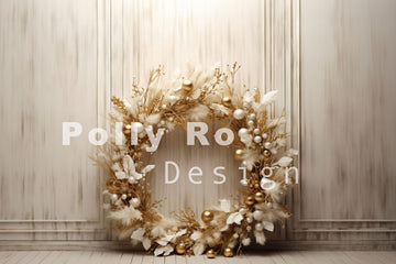 Avezano Vintage White Christmas Wreath Photography Backdrop Designed By Polly Ro Design