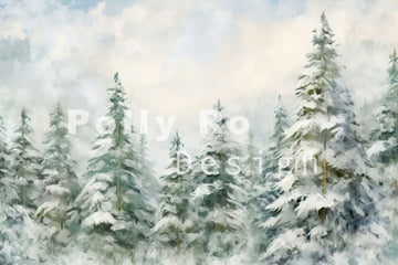 Avezano Deep Forest in the Snow Photography Backdrop Designed By Polly Ro Design
