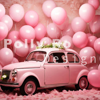 Avezano Valentine's Day Pink Car Balloon Cake Smash Birthday Photography Backdrop Designed By Polly Ro Design
