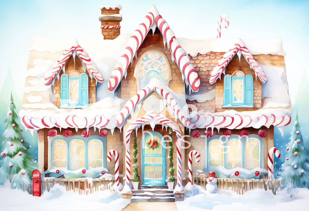 Avezano Christmas Snow House Photography Backdrop Designed By Polly Ro Design