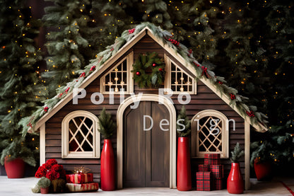 Toile de fond pour photographie de la cabane de Noël d'Avezano conçue par Polly Ro Design 