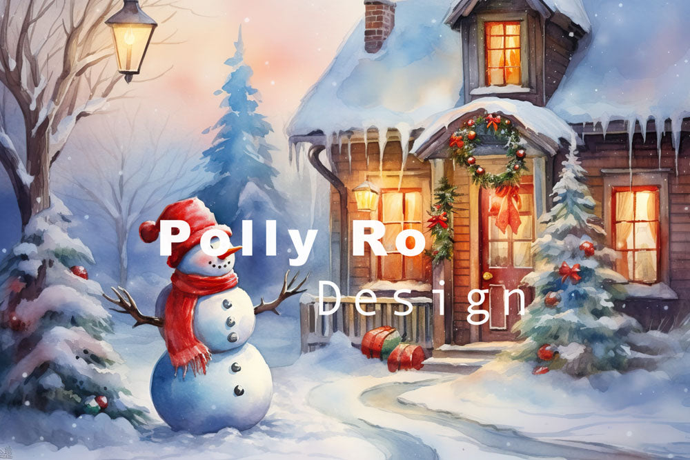 Avezano Winter Christmas Snowman Photography Backdrop Designed By Polly Ro Design