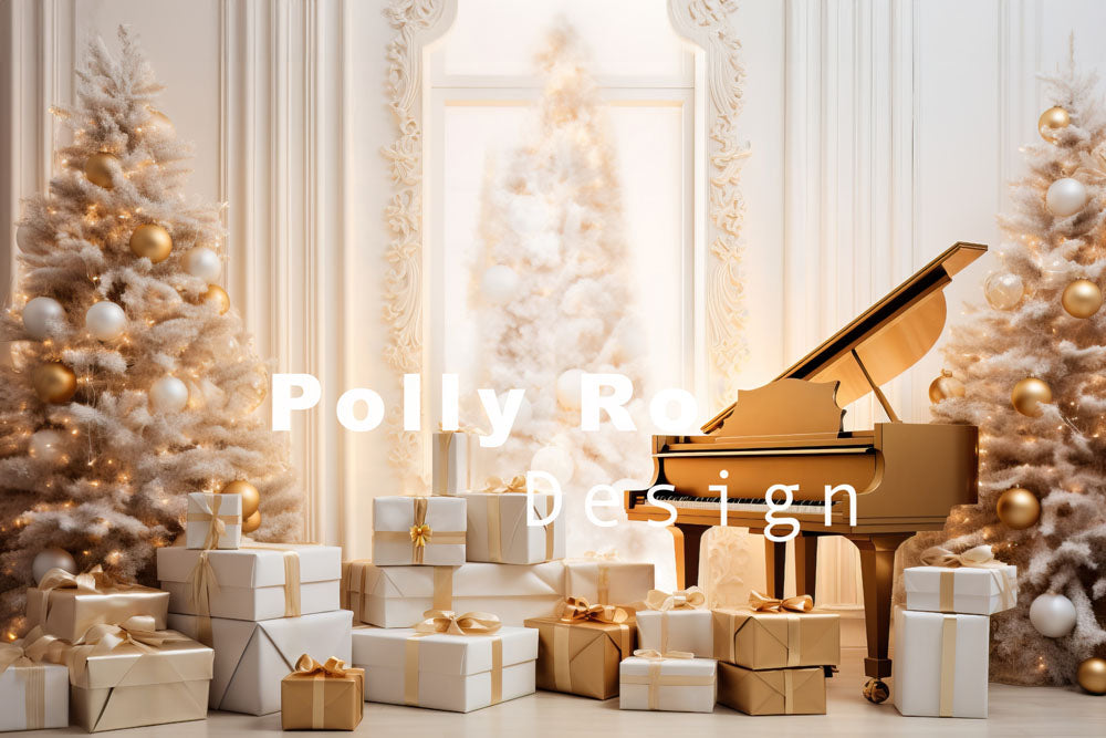 Avezano Christmas Living Room Piano Photography Backdrop Designed By Polly Ro Design