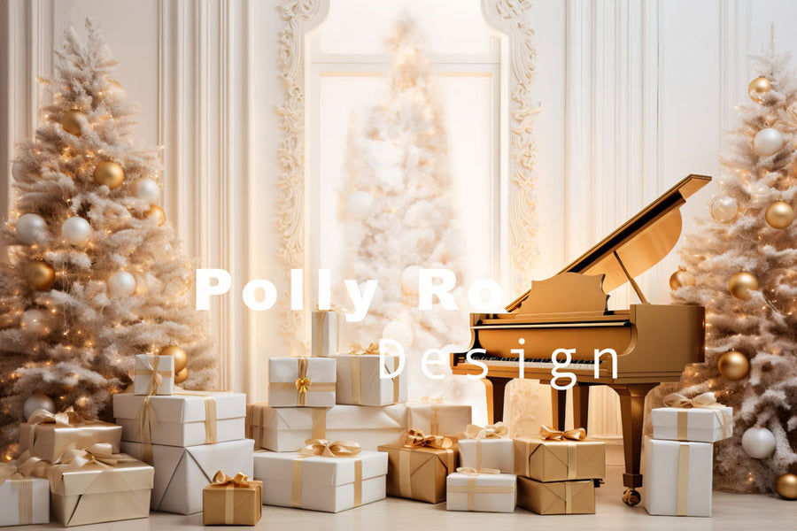 Avezano Christmas Living Room Piano Photography Backdrop Designed By Polly Ro Design