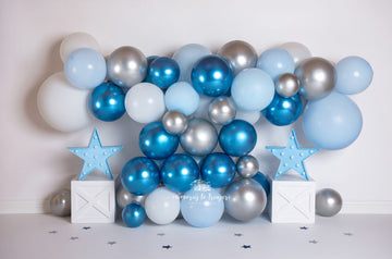Avezano Cake Smash Blue Balloon Backdrop for Photography By Paula Easton