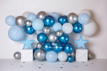 Avezano Cake Smash Birthday Blue Balloon Backdrop for Photography By Paula Easton