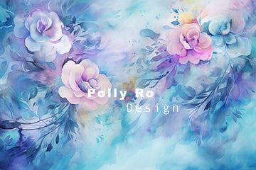 Avezano Blue Fine Art Floral Photography Backdrop Designed By Polly Ro Design