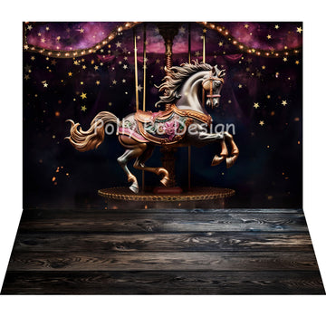 Avezano Black Carousel 2pcs Set Backdrop Designed By Polly Ro Design
