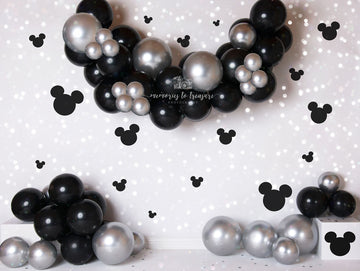 Avezano Black Balloon Mickey Backdrop for Photography By Paula Easton