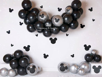 Avezano Black Balloon Mickey Sticker Backdrop for Photography By Paula Easton