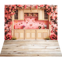 Avezano Pink Rose Cabinet for Valentine's Day 2pcs Set Backdrop Designed By Polly Ro Design