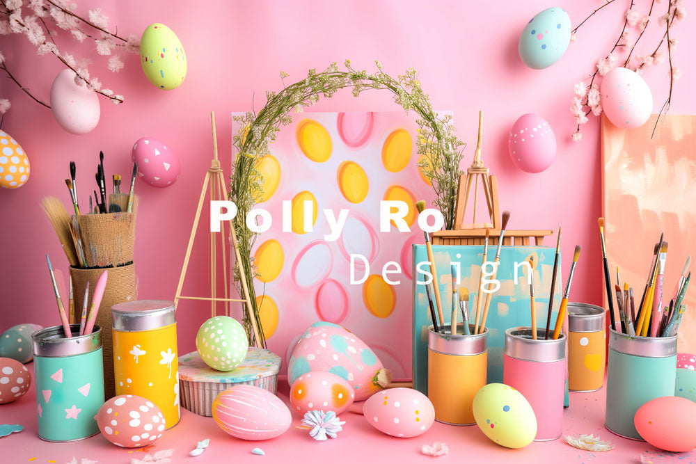 Avezano Easter Pink Drawing Board and paint Photography Backdrop Designed By Polly Ro Design